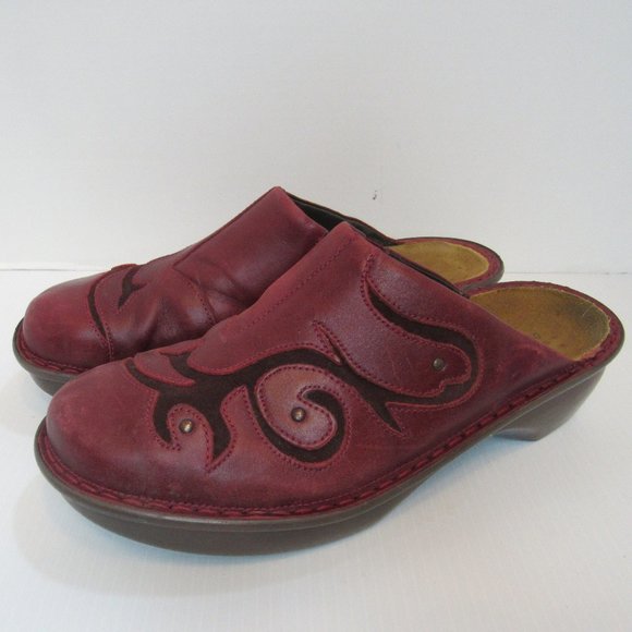 Naot Shoes - Naot Maroon Mule Slip On Leather Shoes